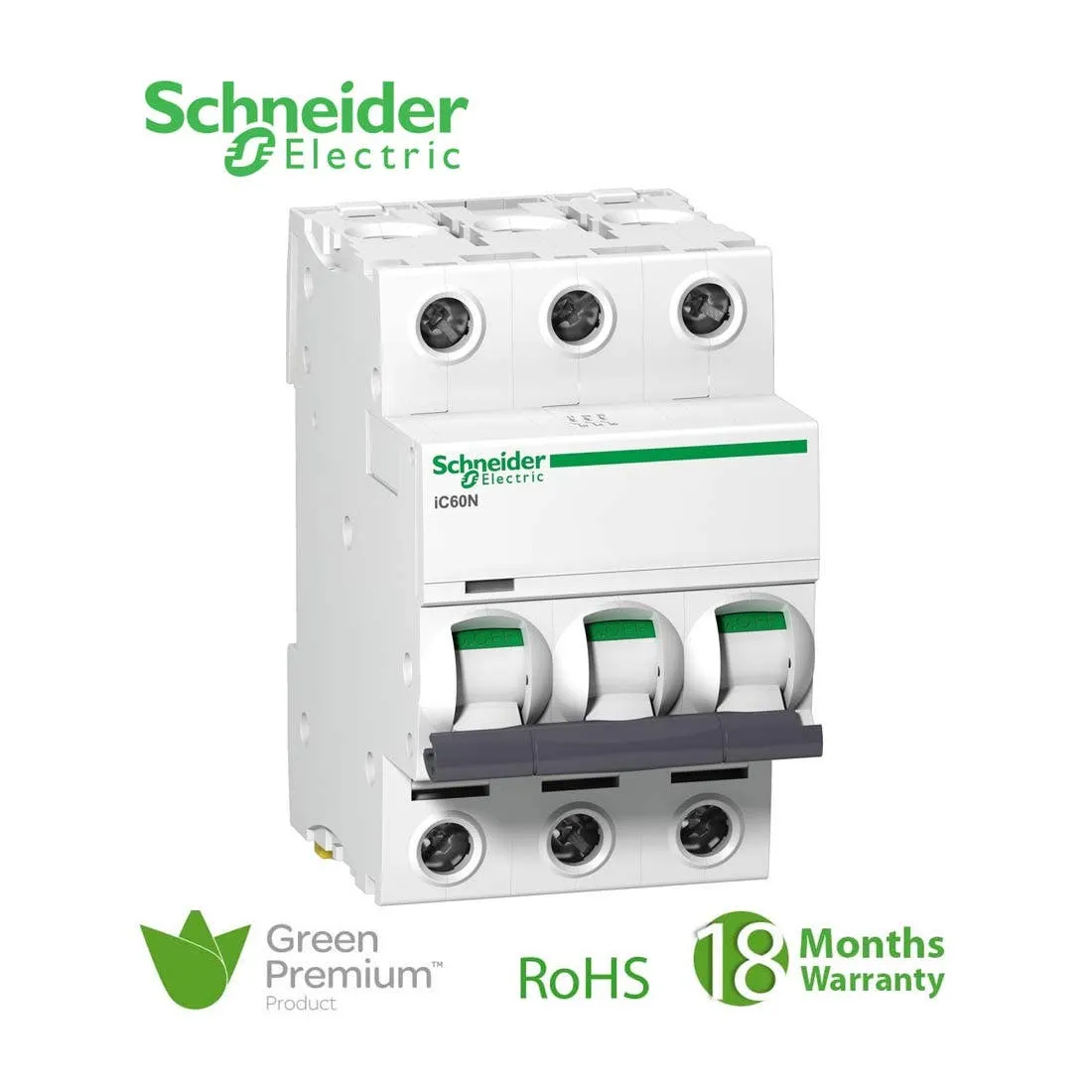 SCHNEIDER - MCB Breaker, Acti9 iC60N, 3P, 50A, D curve