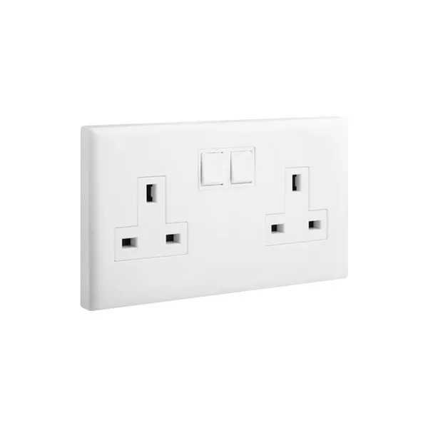 ليجراند - مقبس إلوي، بريطاني، مجوز، أحادي القطب، Switched + نيون، 13A، 250V، أبيض