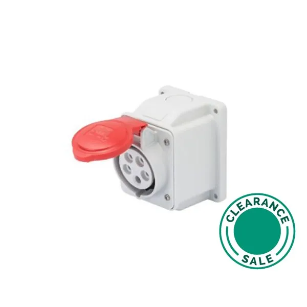 Socket, 32A, 3P+E, 380V, 10 Degree, Surface, IP44