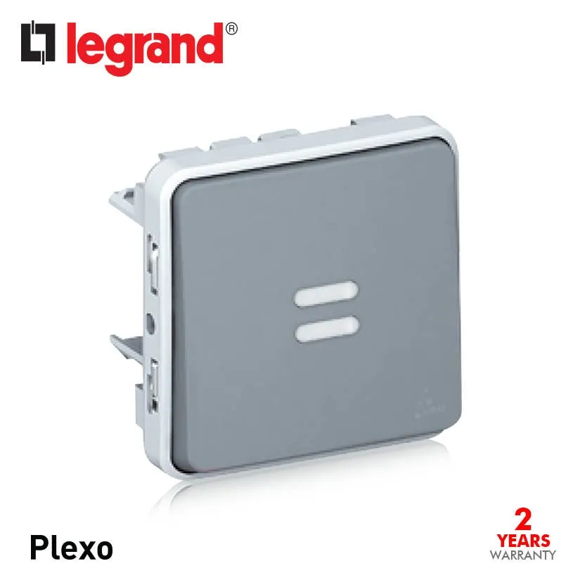LEGRAND - Push-Button Plexo IP55, Illuminated N/O Contact, 10 A, Modular