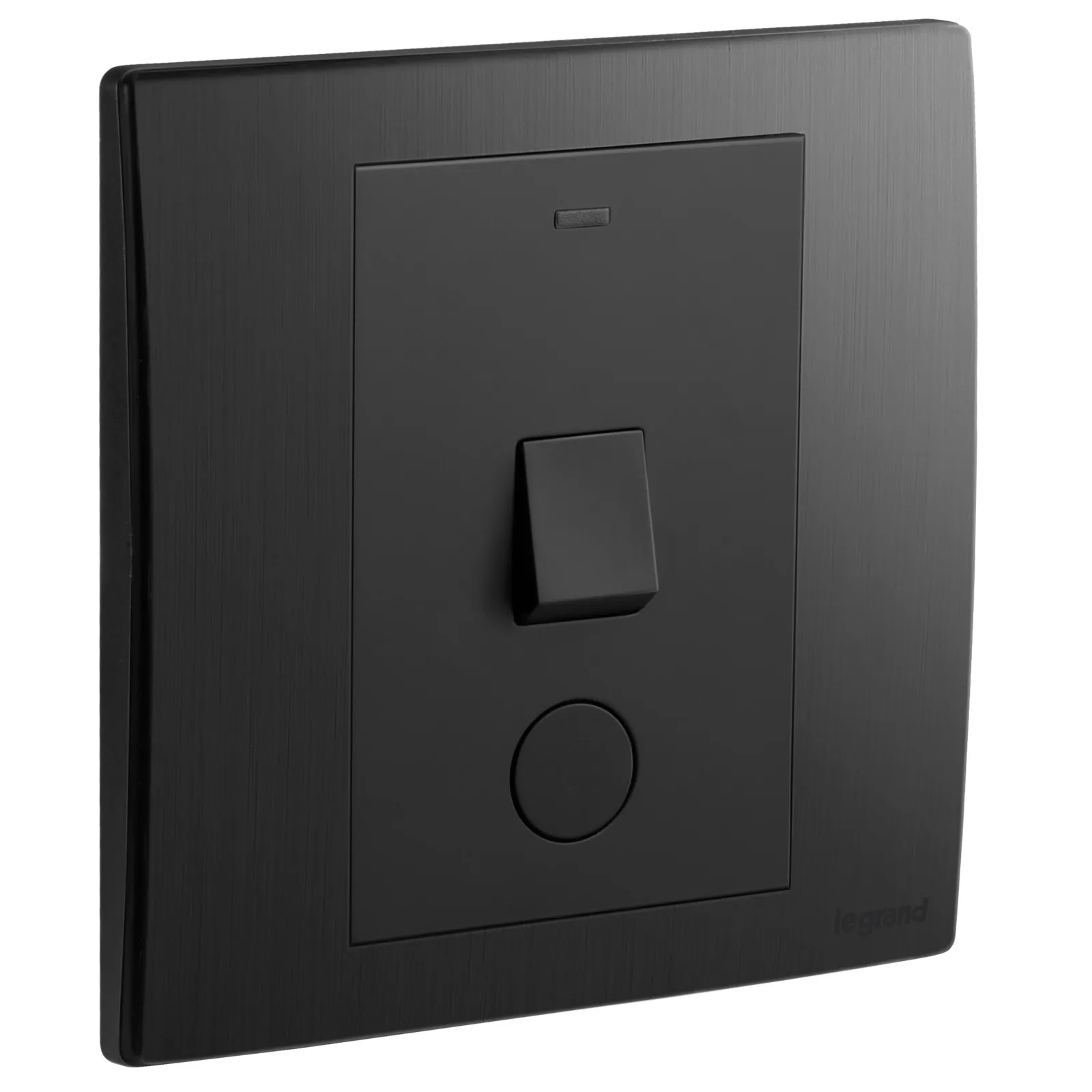 LEGRAND - Double Pole Switch Mallia, 1 Gang, 1 Way with LED Power Indicator and Cable Outlet 20 AX, 250 V~, Brushed Black