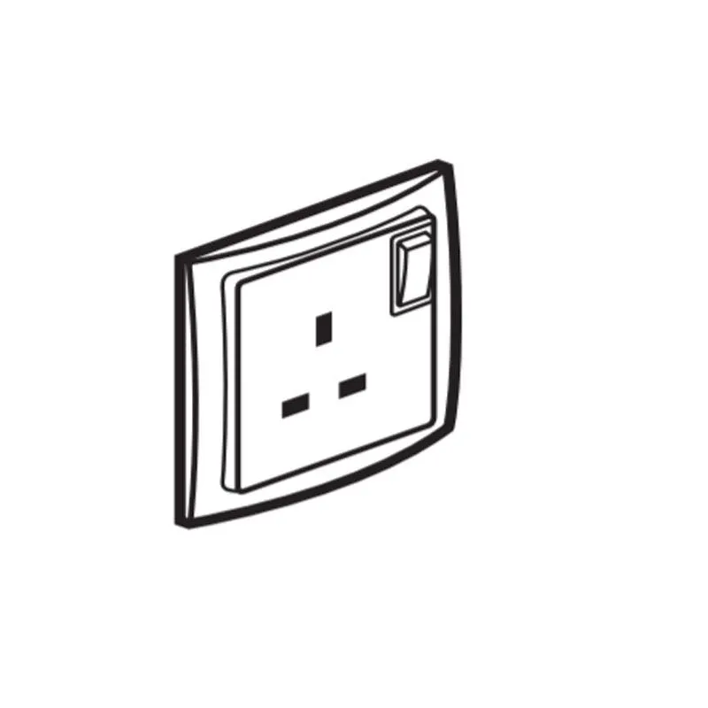 Double Pole British Standard Socket Outlet Mallia, switched, 1 Gang, 13 A 250 V~