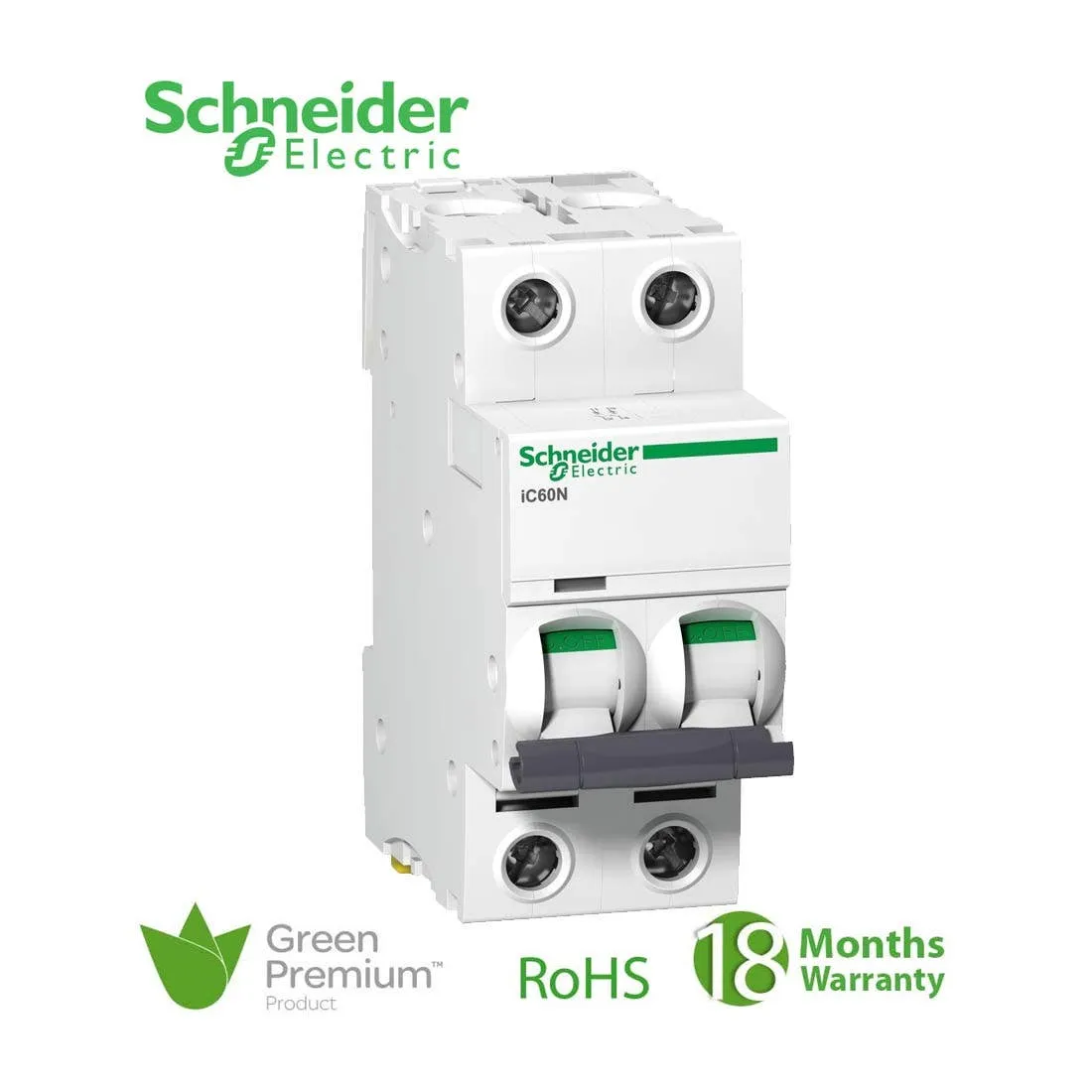 SCHNEIDER - MCB Breaker, Acti9 iC60N, 2P, 16A, D curve