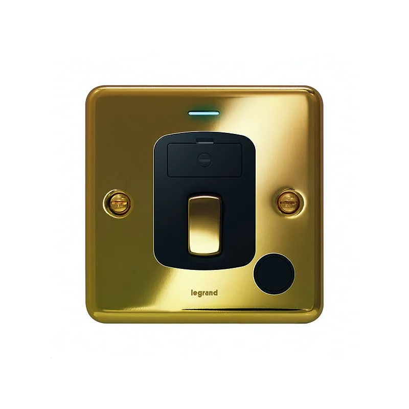 ليجراند - مفتاح مزدوج القطب Synergy Authentic، 20A، 250V~، مع مؤشر طاقة LED أزرق + مخرج سلك، Glossy Gold