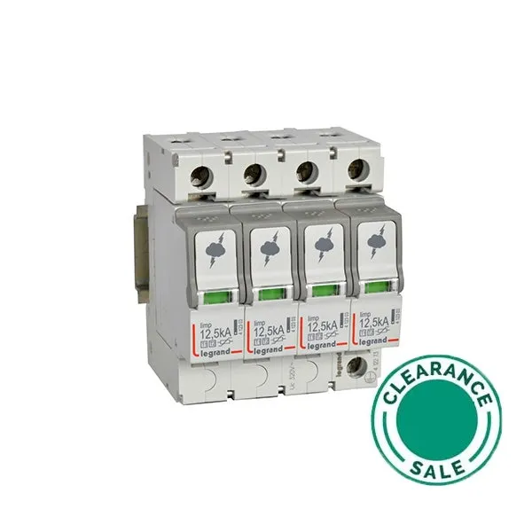 SPD, Protection of Main Distribution Board, T1+T2, 12.5kA/P, 4P, 4 Modules