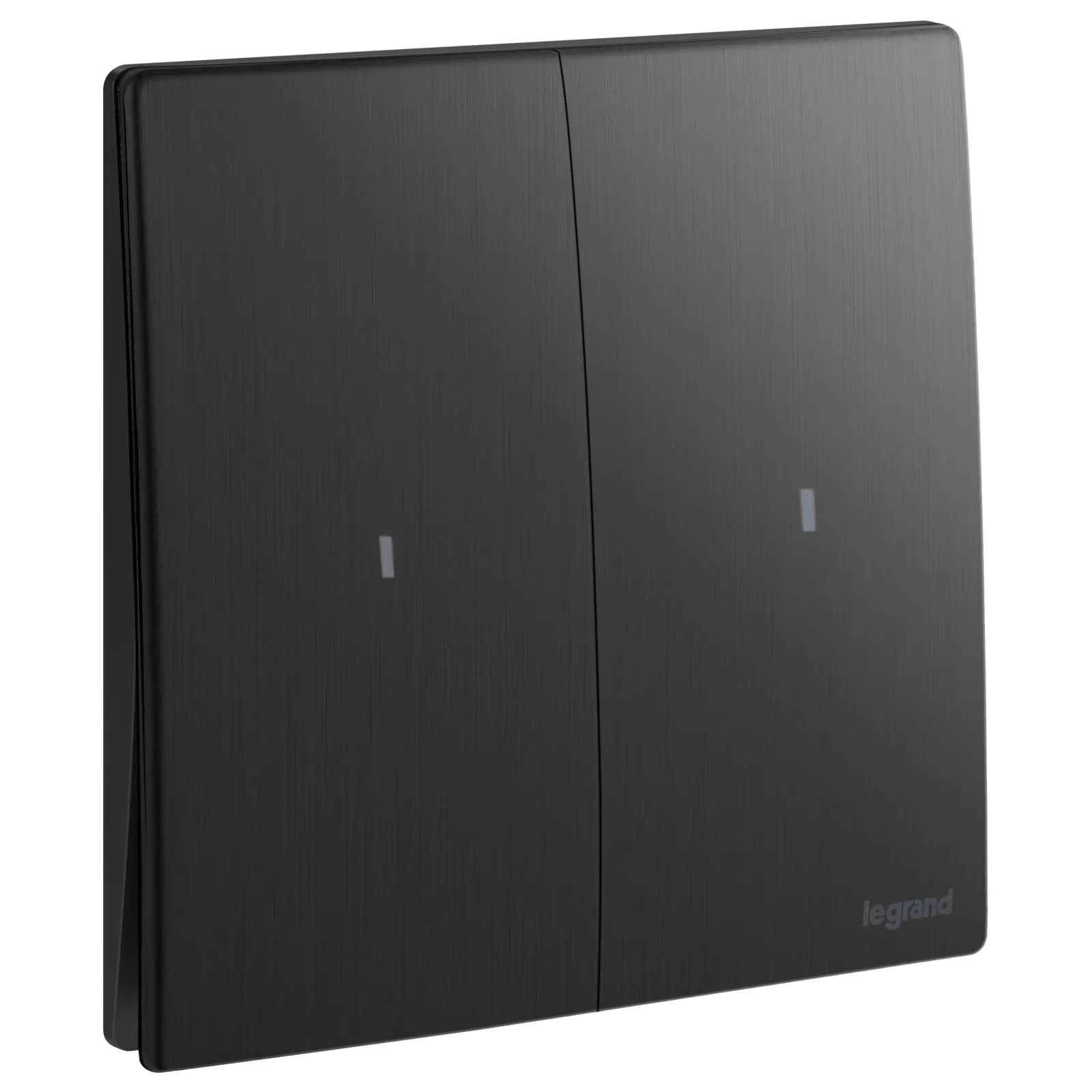 LEGRAND - Illuminated Switch Mallia, 2 Gang, 2 Way, 16 AX, 250 V~, Brushed Black
