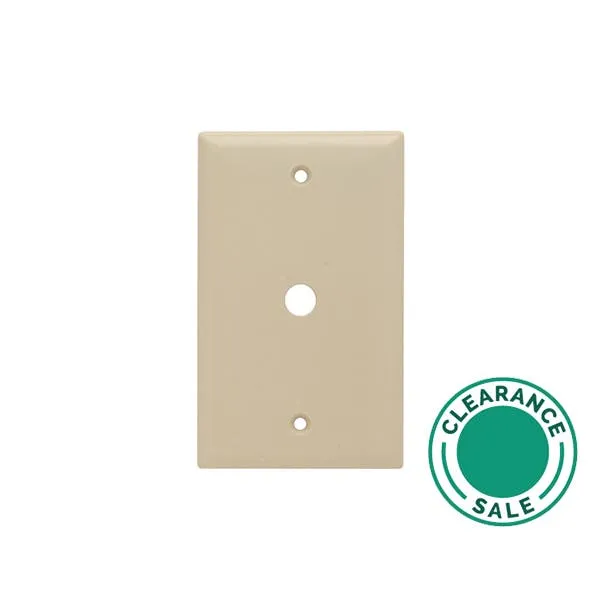 Single Telephone/Cable Outlet Wall Plate, Box Mounted, 1 Gang, Thermoplastic, Ivory