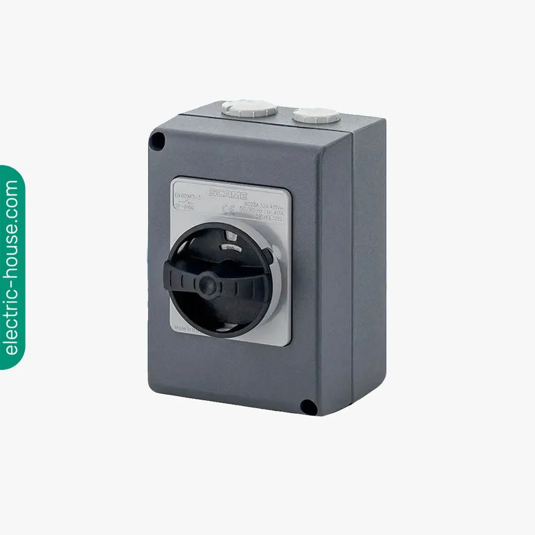 SCAME - Enclosed Switch Disconnector, 32A, 3P, IP66, 105x150x82mm, Y1 IK10, General, Die Cast Aluminium, Grey/Black