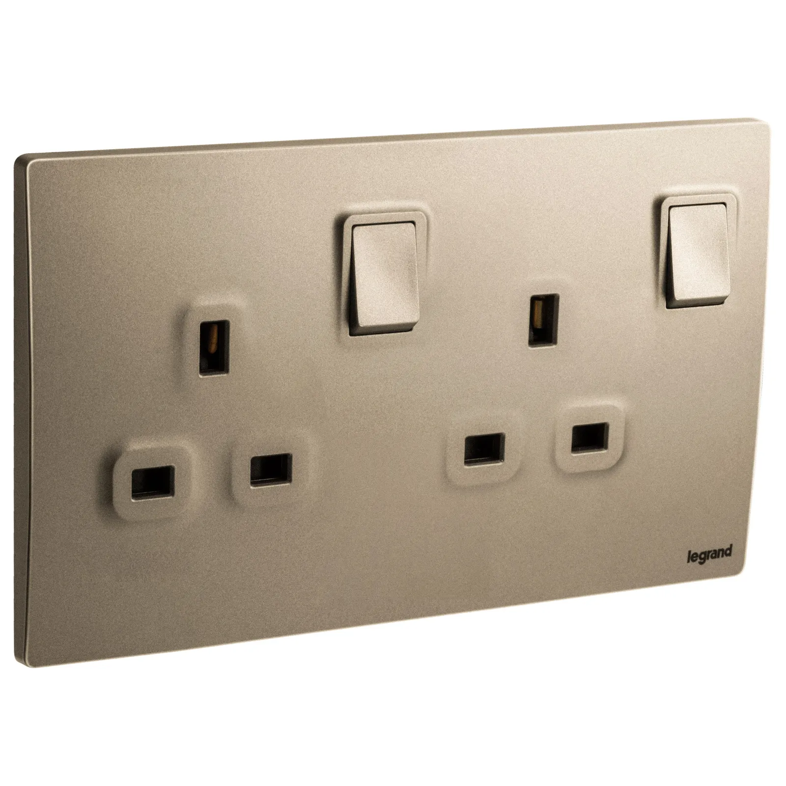 LEGRAND - British Standard Double Pole Socket Outlet Mallia, 2 Gang, Switched, 13 A, 250 V~, Dark Bronze