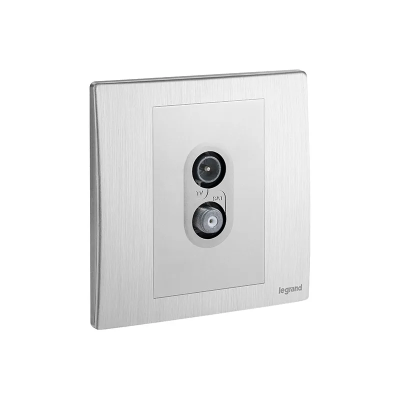 LEGRAND - TV-SAT Socket Outlet Mallia Senses, 1 Gang, Brushed Aluminium