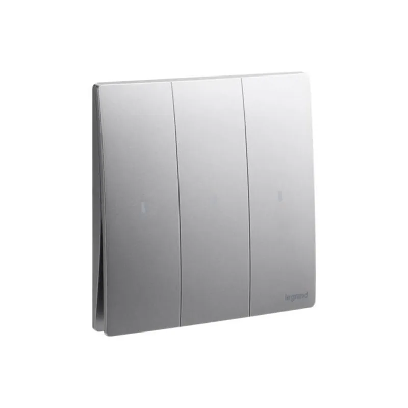 LEGRAND - Illuminated Switch Mallia Senses, 3 Gang, 2 Way, 16AX, 250V, Dark Silver