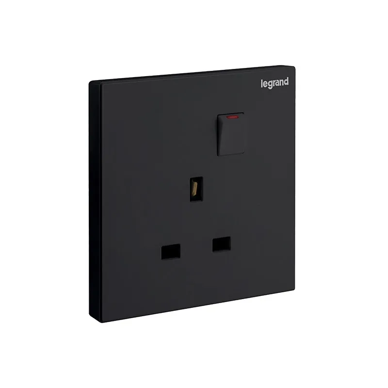 ليجراند - مقبس مزدوج Galion، BS، 1 موديول، مفتاح، 13A، 250V، Matt Black