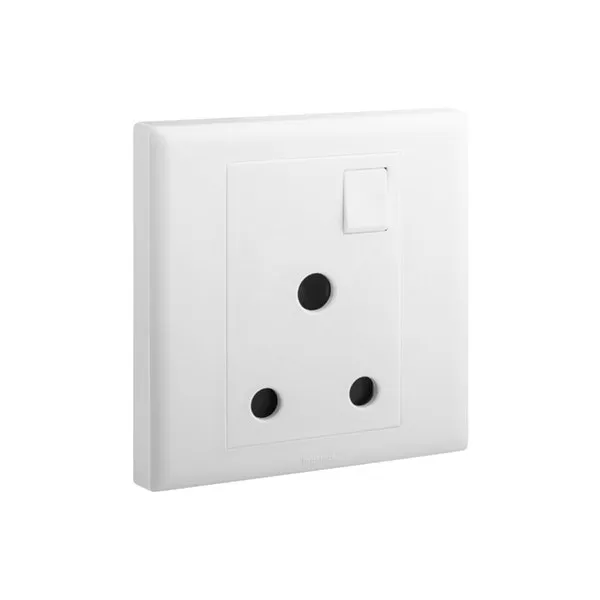 ليجراند - مقبس إلوي، بريطاني، مفرد، أحادي القطب، Switched، 15A، 250V، أبيض
