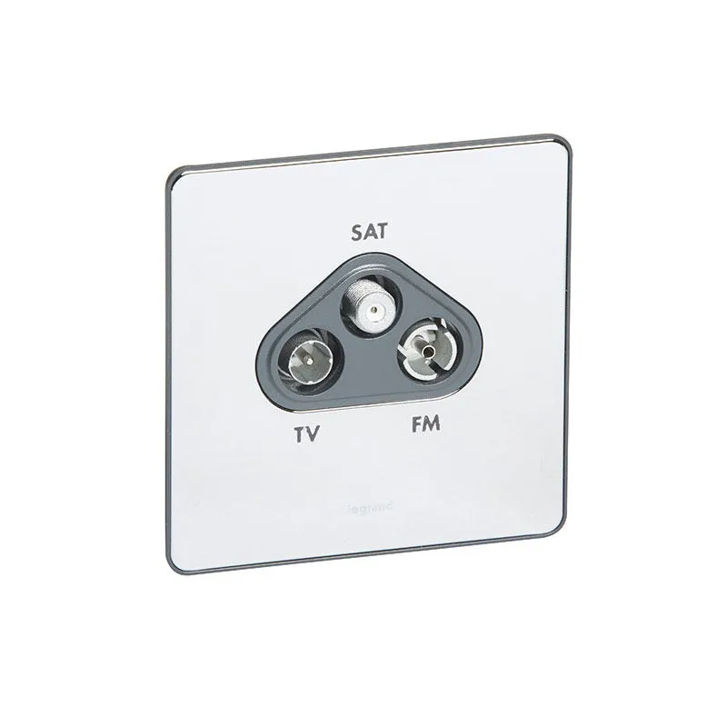 ليجراند - مقبس TV-R-SAT معزول Synergy Sleek، Polished Stainless Steel