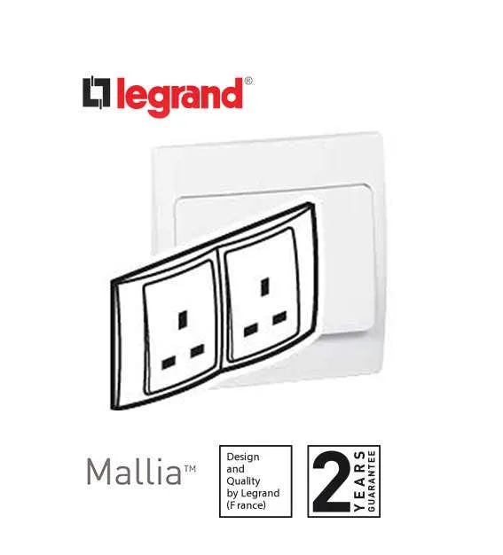 Socket Outlet Mallia, Unswitched, 2 Gang, 13 A 250 V~
