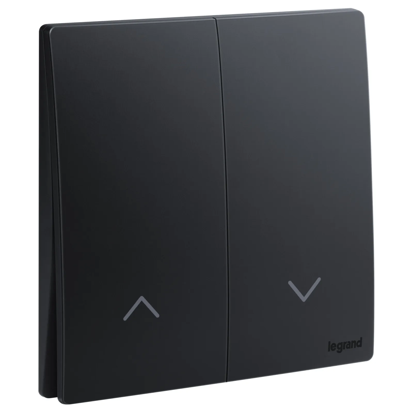 LEGRAND - Double Push-Button for Electric Shutters/Curtains Control Mallia, 2 Gang. Matt Black