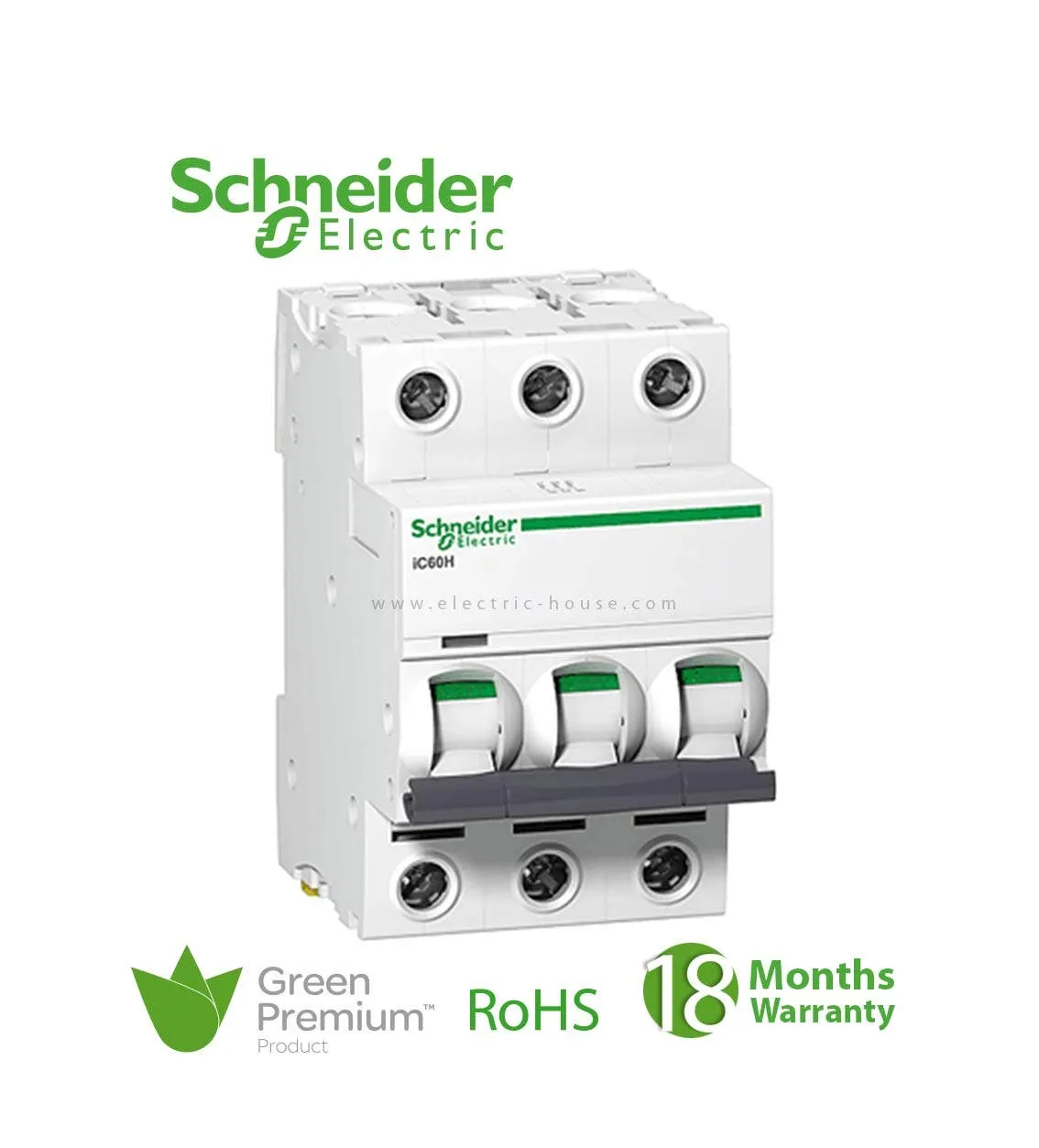 SCHNEIDER - MCB Breaker, Acti9 iC60N, 3P, 50A, C curve