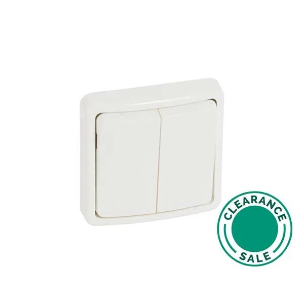 Switch Plexo 66, 2 Gang, 2 Way, 20A, 250V, Flush Mounted