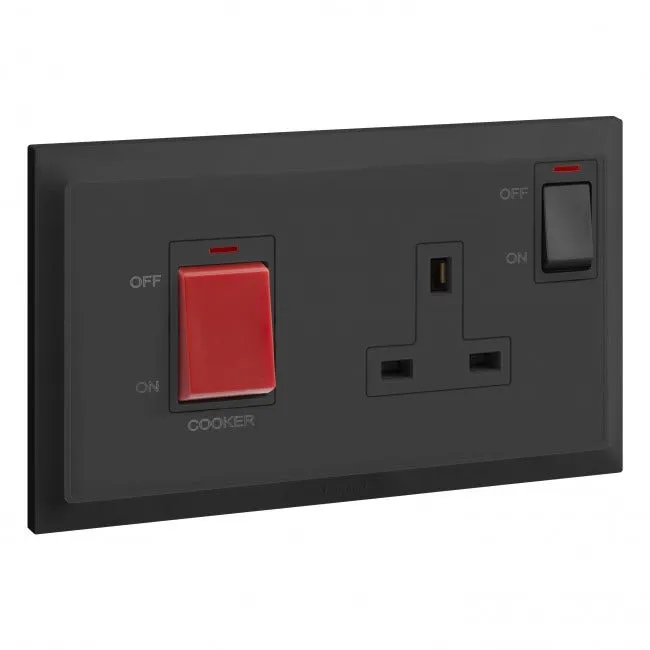 LEGRAND - Cooker control unit Belanko S - 45A double pole switch + red neon + 13A switched socket - anthracite