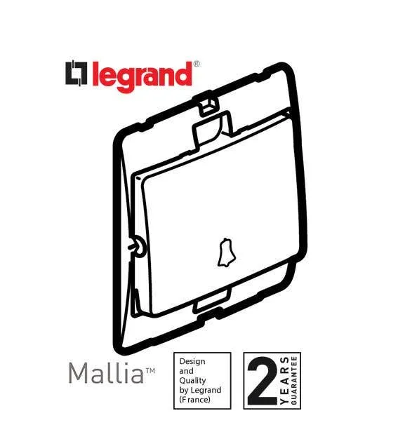 Push-Button Mallia, N/O Contact, with Bell Symbol, 10 A, 250 V~, Silver