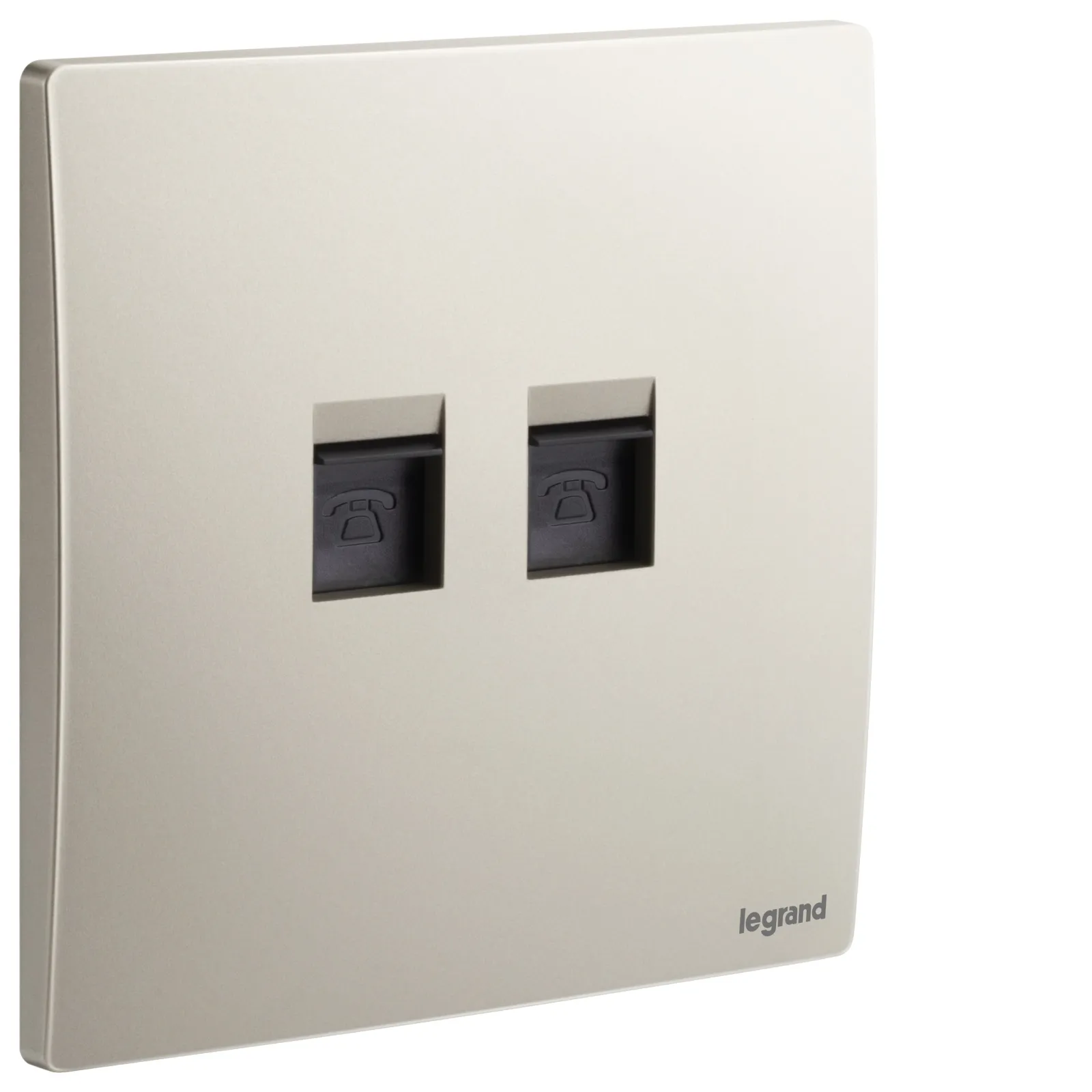 LEGRAND - Telephone Socket Mallia, Double RJ 11, 4 Contacts, Champagne
