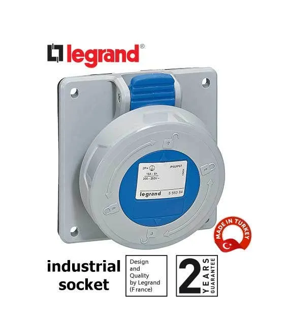 LEGRAND - Panel mounting socket P17 - IP66/67 - 200/250 V~ - 16 A - 2P+E
