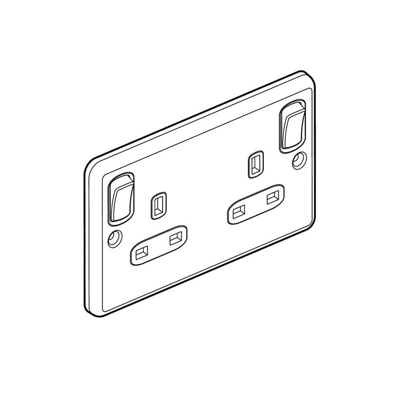 ليجراند - مقبس مزدوج Synergy Authentic، BS، 2 موديول مفتاح، 13A، 250V، مع قواطع داخلية + تأريض نظيف، Glossy Gold