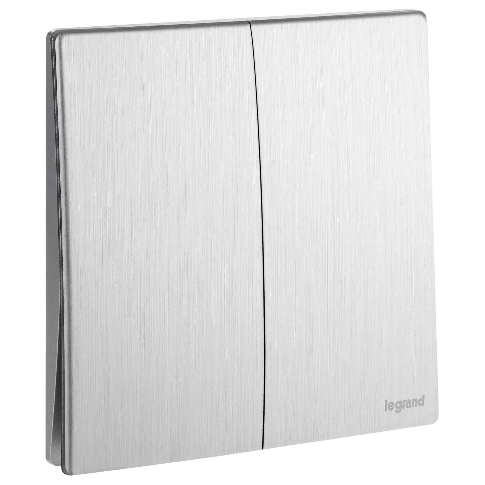 LEGRAND - Single Pole Switch Mallia, 2 Gang, 1 Way, 16 AX, 250 V~, Brushed Aluminium