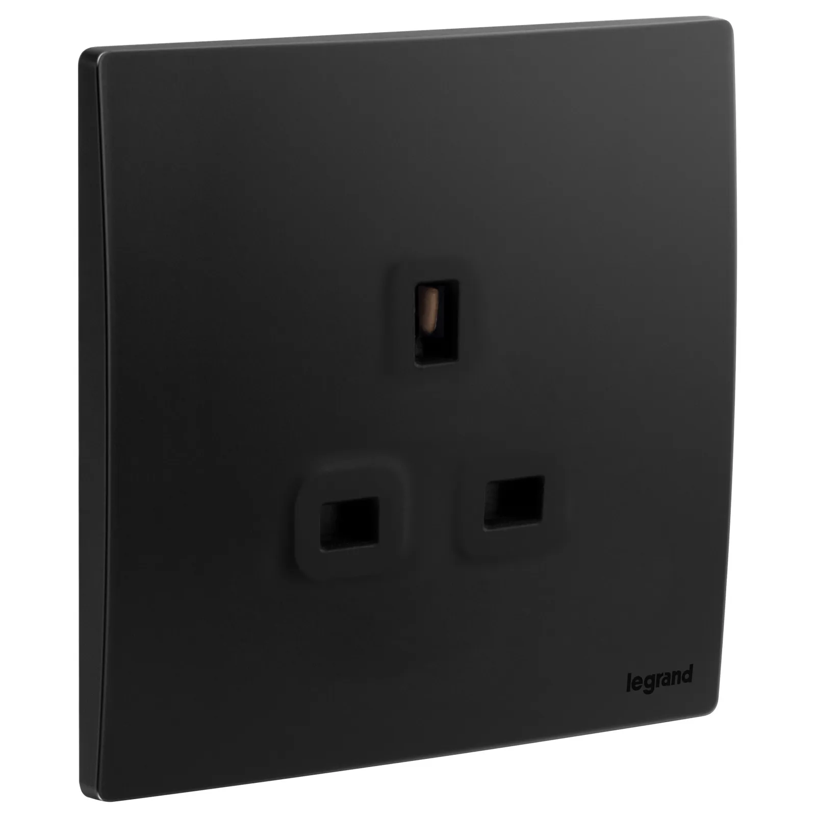 LEGRAND - British Standard Single Pole Socket Outlet Mallia, 1 Gang, Unswitched, 13 A, 250 V~, Matt Black