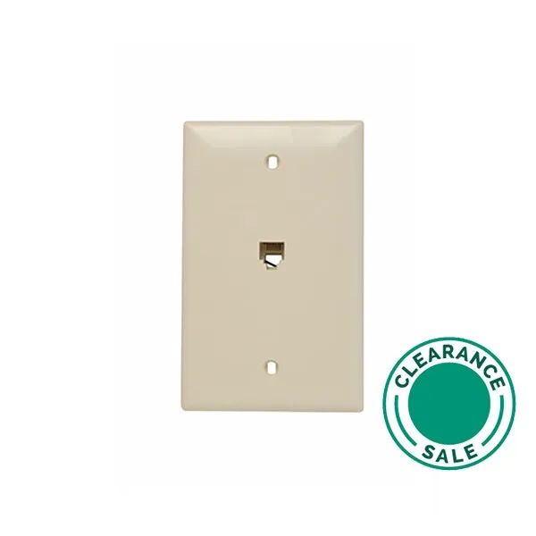 RJ11 Telephone Jack with Wall Plate, 1 Gang, 4C, Ivory