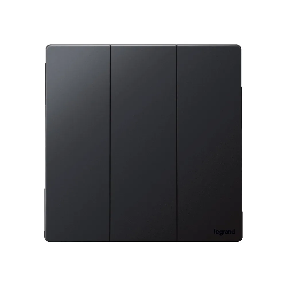 LEGRAND - Single Pole Switch Mallia, 3 Gang, 2 Way, 20 AX, 250 V~, Matt Black
