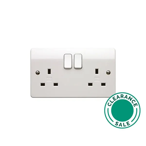 Socket, 13A, DP, 2G, Switched, White, MK LOGIC