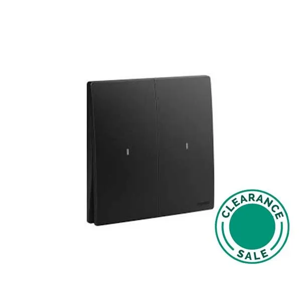 Wired Light Switch Mallia Senses, 2 Gang, with Neutral, Black