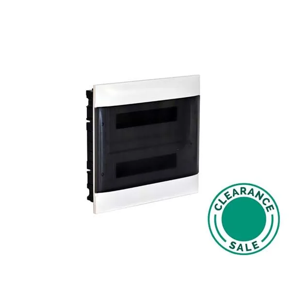 Flush-Mounting DIN Cabinet, Practibox S, for Masonry Wall, 2x12 Modules, Smoked Door
