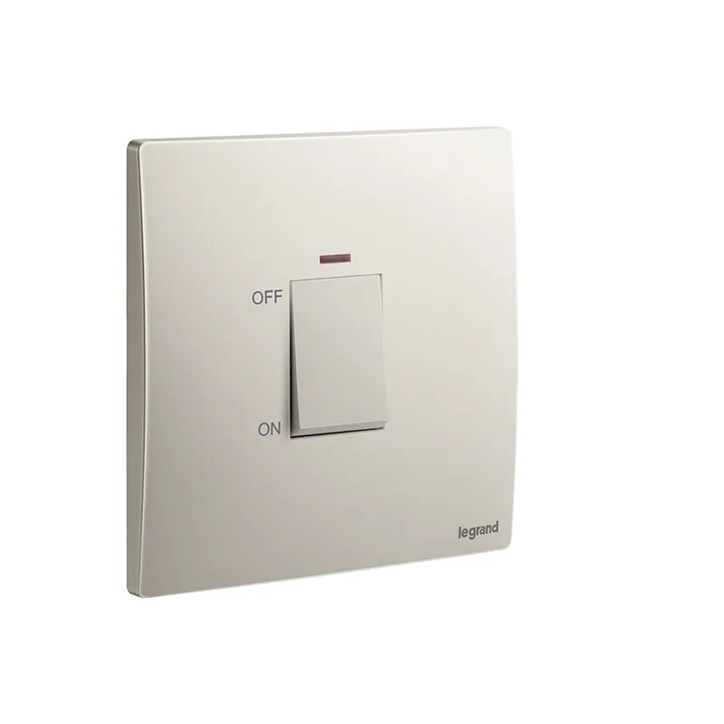 LEGRAND - Double Pole Switch Mallia Senses, HK, 1 Gang, 1 Way, 45A, 250V, with Red Indicator, Champagne