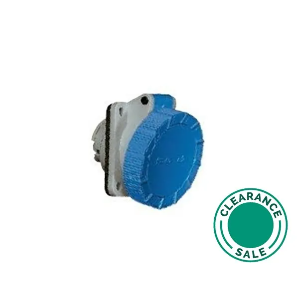 CEE Panel Mounted Socket, 15° Angled, 32A, 3P+N+E, 200-250V, 50-60Hz, 9H, IP67