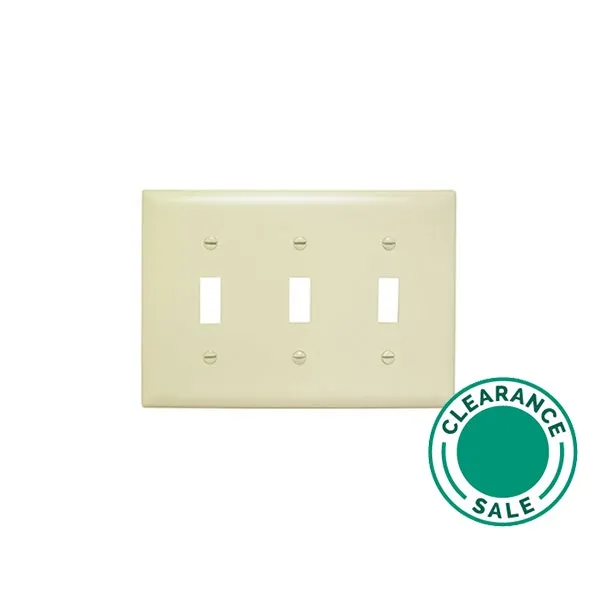 Toggle Switch Wall Plate, 3 Gang, Ivory