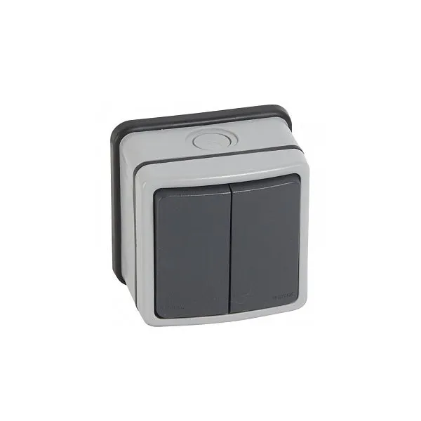 LEGRAND - Switch Plexo 66, 2 Gang, 2 Way, 20 A 250 V, Grey
