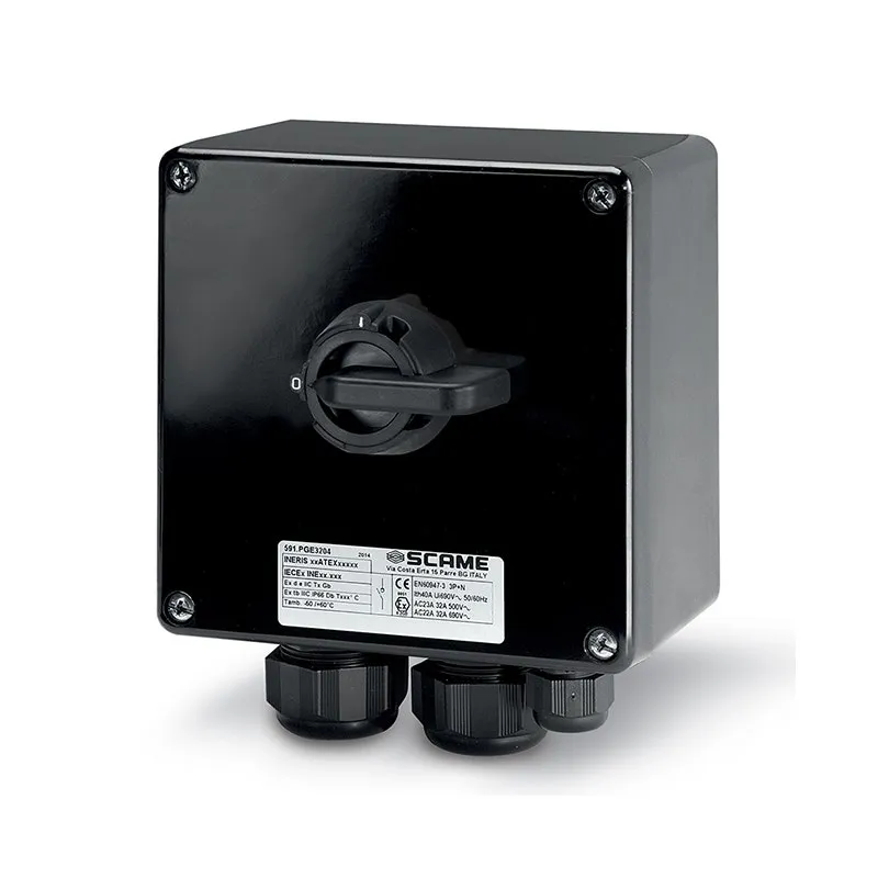 سكامي - مفتاح فصل، 63A، 3/4P، IP66، 250x255x120mm، II 2GD، GRP، عام، رمادي