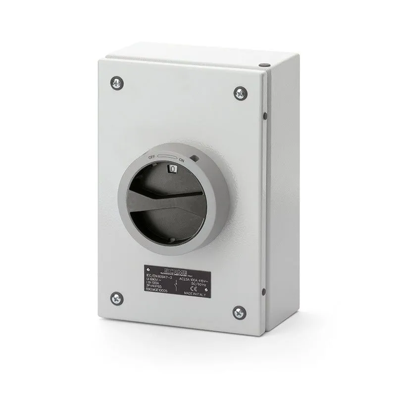 SCAME - Enclosed Switch Disconnector, Varnished Metal, 125A, 3P+N, 200x300x120mm, Y5, IK10, General, Grey/Black
