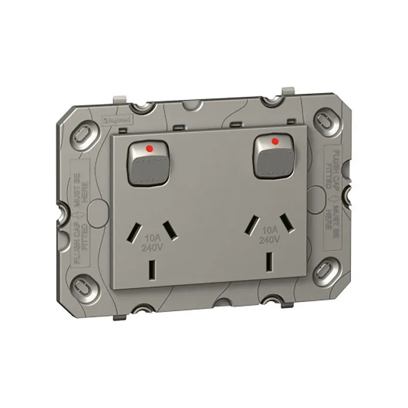 ليجراند - مقبس Arteor، أسترالي، 10A 240V، 2x2P+E Switched، Square، Monobloc، Magnesium