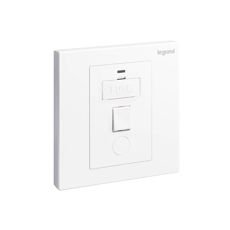 ليجراند - وحدة الاتصال المؤمنة Galion، مفرد، مفتاح، 13A، 250V، مع مؤشر طاقة LED + منفذ سلك، White