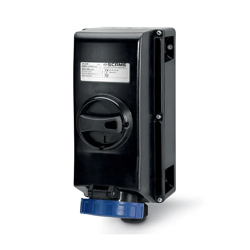 سكامي - مقبس متداخل، 32A، 2P+E، 6h، IP66، 200-250V، 50Hz، 60Hz، II 2GD، أطراف لولبية، مع قفل ميكانيكي