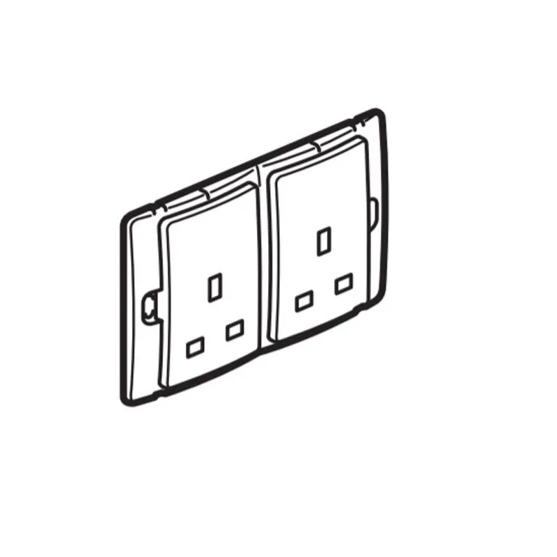 British Standard Socket Outlet Mallia, Unswitched, 2 Gang, 13 A 250 V~
