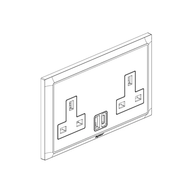 LEGRAND - Socket Belanko S, BS, 13A, 250V, 2 Gang, Unswitched with USB A + C 27 W Power Delivery, White