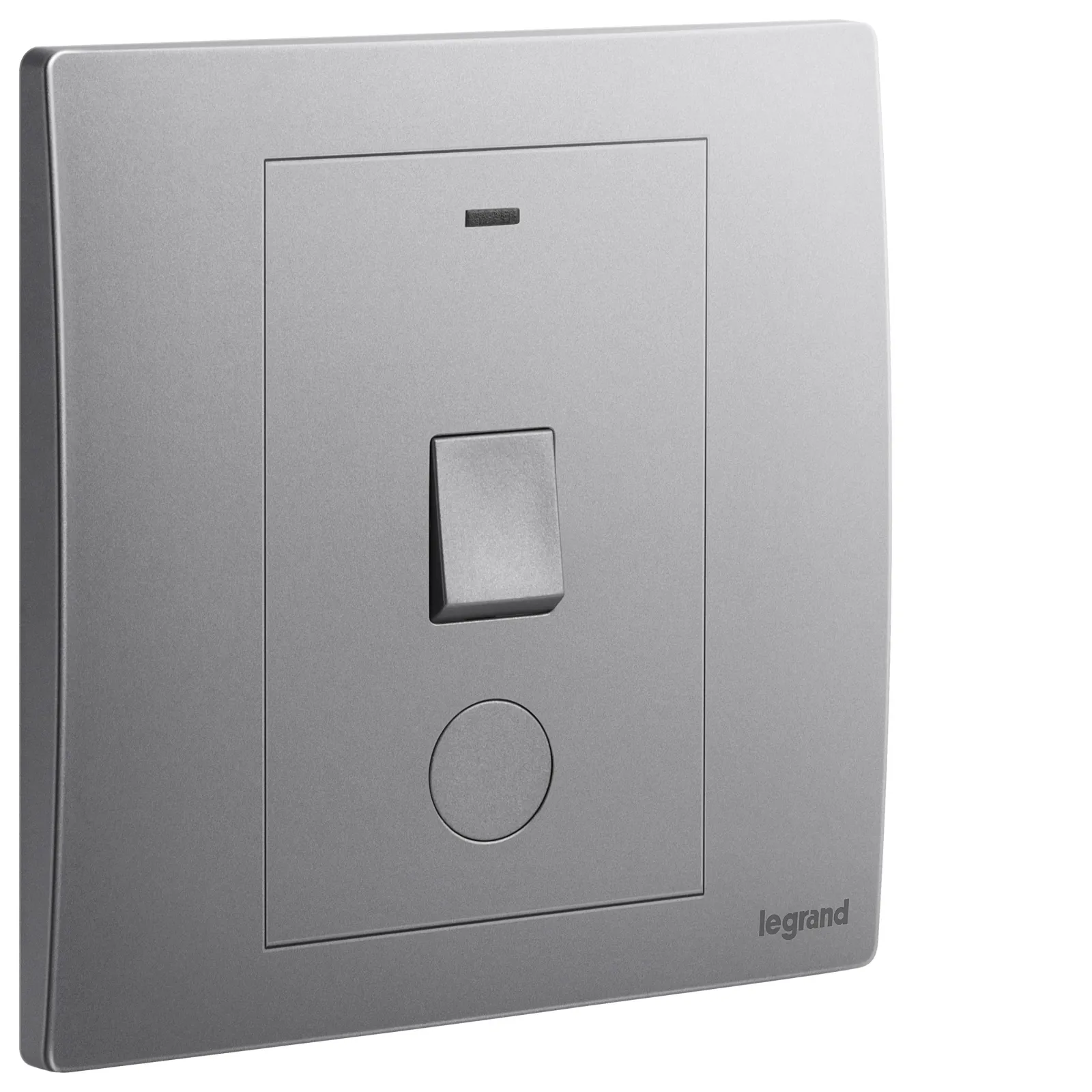 LEGRAND - Double Pole Switch Mallia, 1 Gang, 1 Way with LED Power Indicator and Cable Outlet 20 AX, 250 V~, Dark Silver