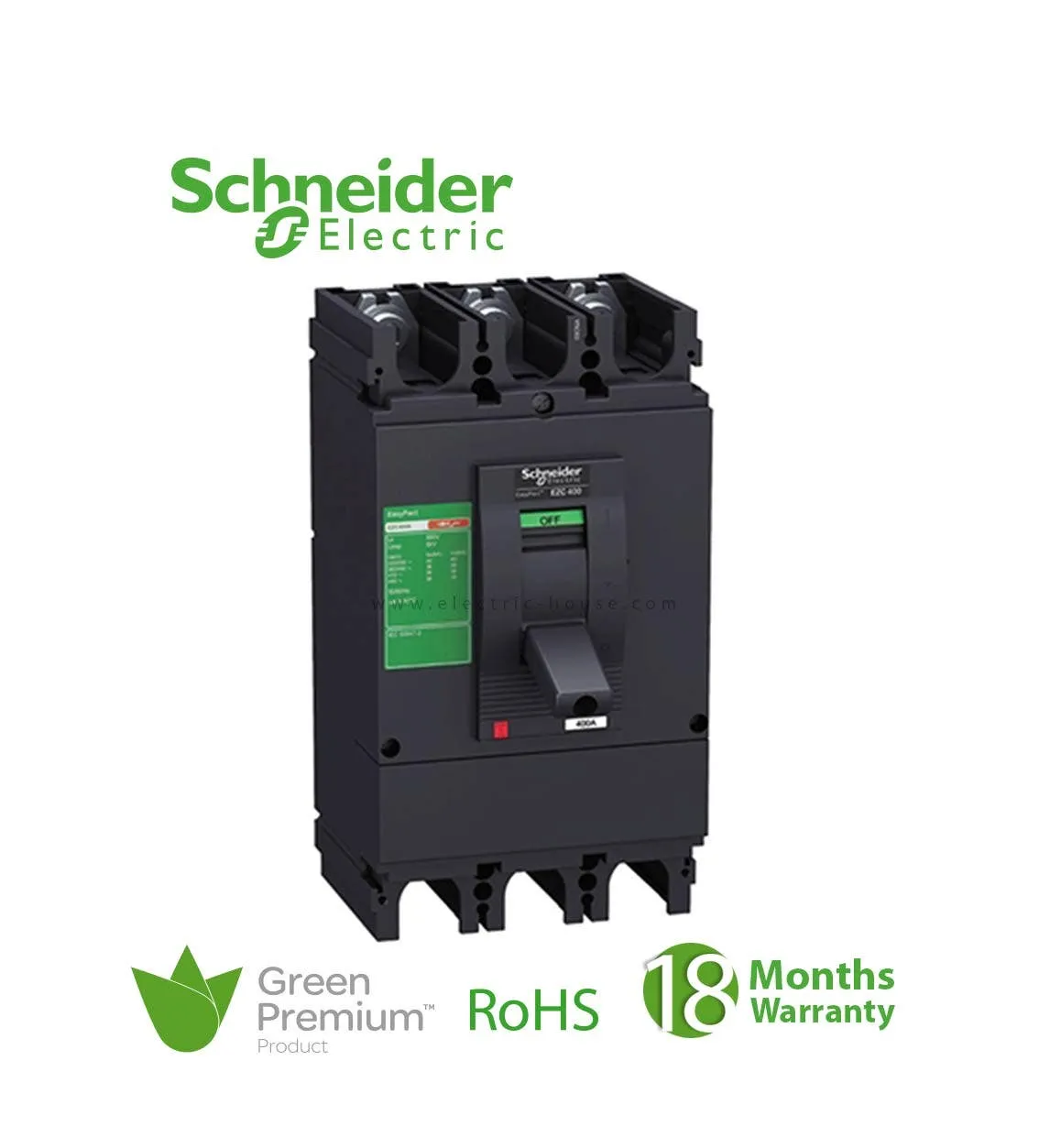 شنايدر - قاطع رئيسي 100 أمبير - EasyPact EZC100F, 3P, 100A, 10kA 400/415V, TMD Trip Unit