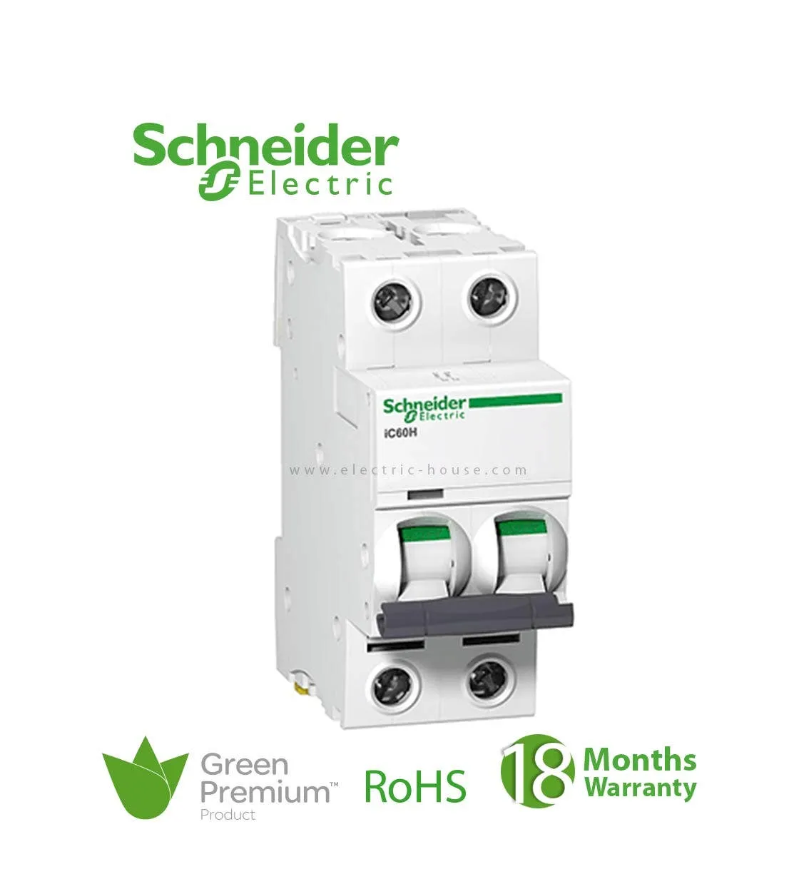 SCHNEIDER - MCB Breaker, Acti9 iC60N, 2P, 2A, C curve