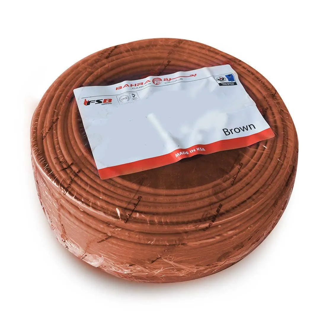 بحرة - سلك كهربائي نحاس - MICA LS0H - المواصفات البريطانية - NYA - مقاس 2.5 مم - بني - 450/750 فولت - 91.44 متر