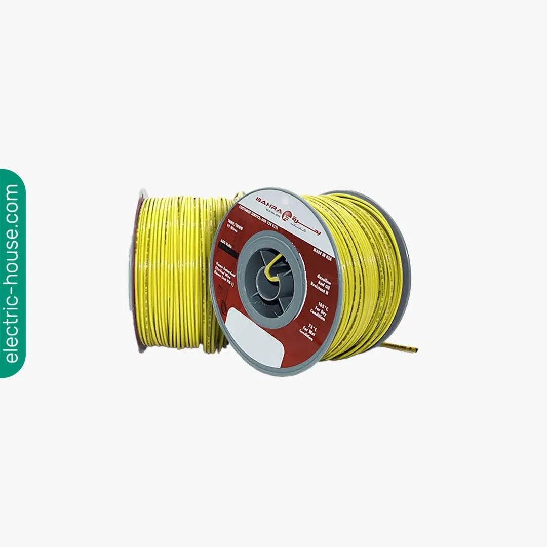 بحرة - سلك كهربائي نحاس - المواصفات الأمريكية - THHN - مقاس 16 AWG - أصفر - 600 فولت - 152.44 متر
